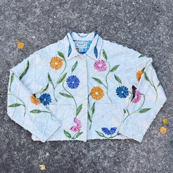 Tantrums Jackets & Blazers - Tantrums White Floral Embroidered Bomber Jacket